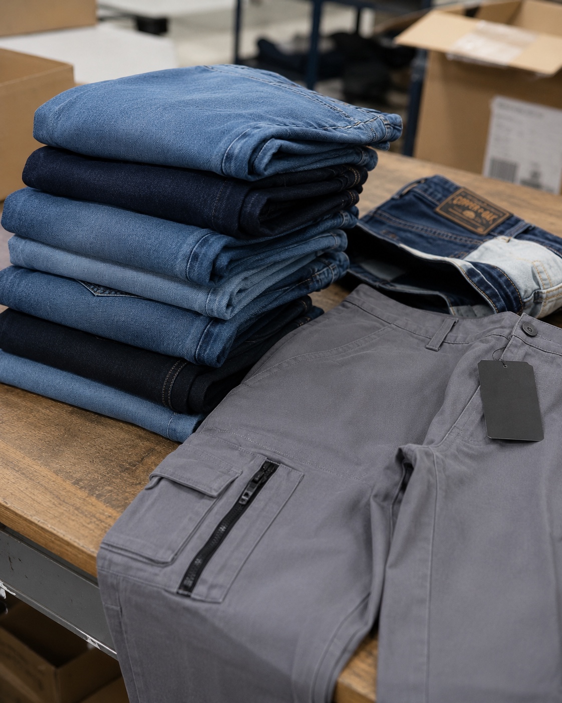 Stacked denim and cargo product