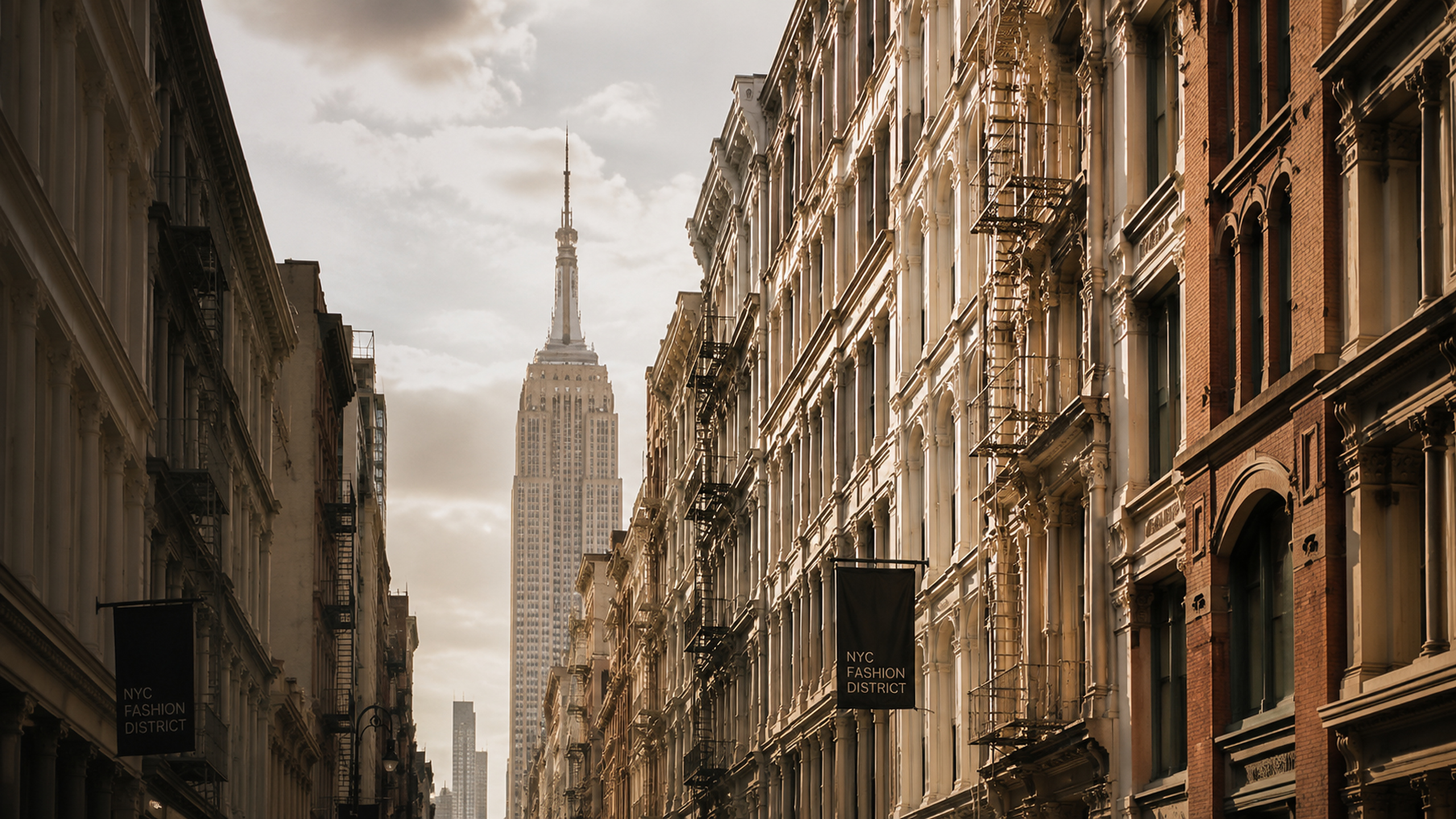 New York fashion district and Empire State Building