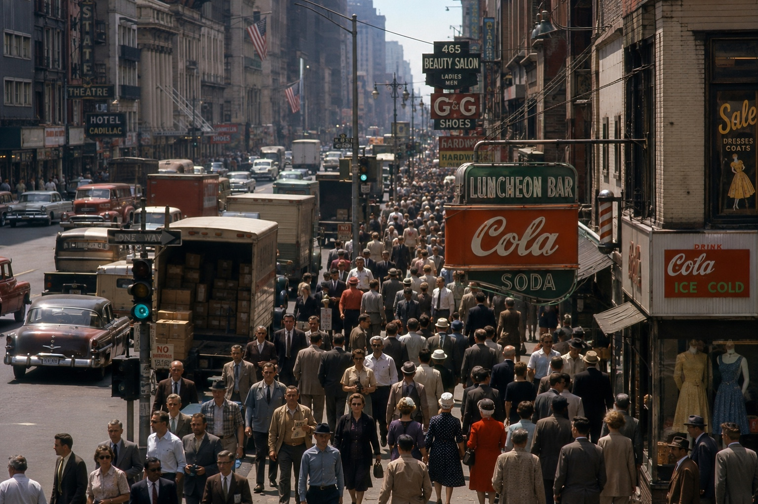Historic Midtown Manhattan garment district street scene